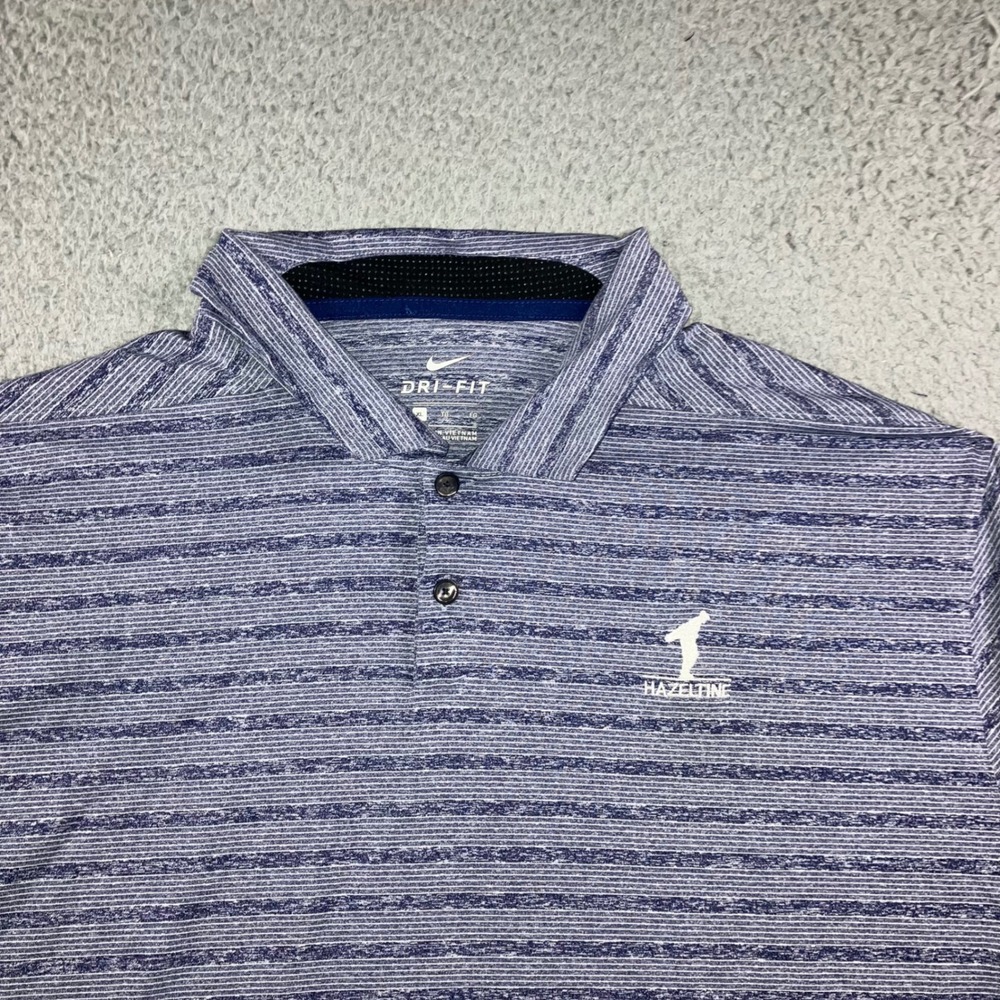 Nike Golf Polo Shirt Mens XL Hazeltine Ryder Cup Course Heather Blue Stripe Co